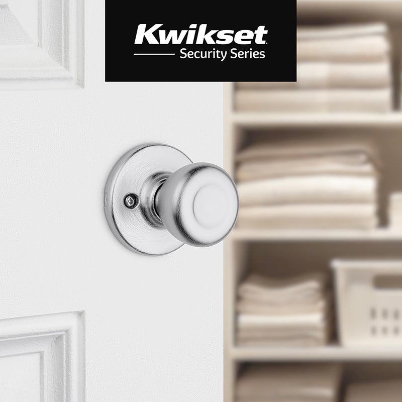 Kwikset Tylo Dummy Door Knob, Single Sided Handle for Closets, French Double Doors, and Pantry, Satin Chrome Non-Turning Interior Push/Pull Door Knob - Image 2